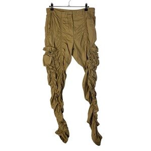 Michael Kors Khaki Cinched Ruched Straight Leg Pants 6